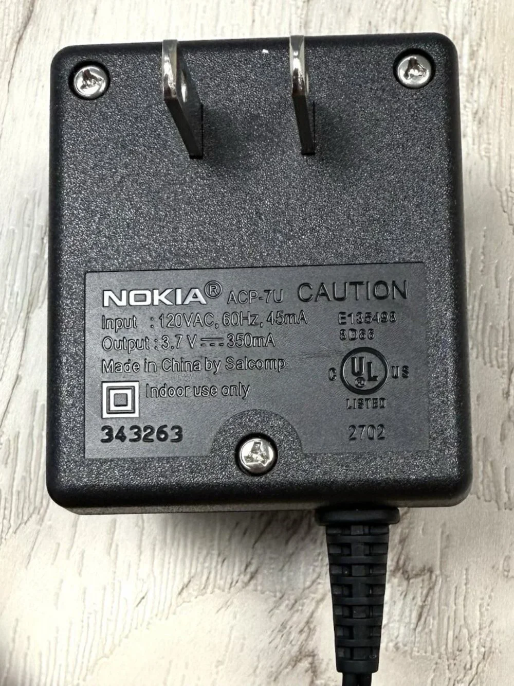 VTG NOKIA 3120B Mobile CELL PHONE +AC Power Supply Charging Cord & Holster WORKS